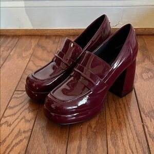 Nine West Burgundy Verge Heeled Platform Loafers